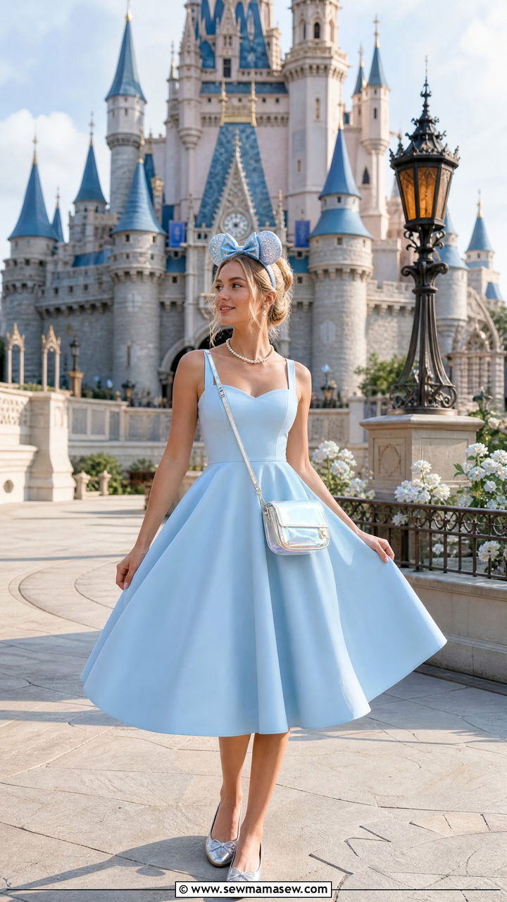 Disneybound Cinderella Blue Dress and Silver Flats Outfit - 30 Disney World outfit ideas summer