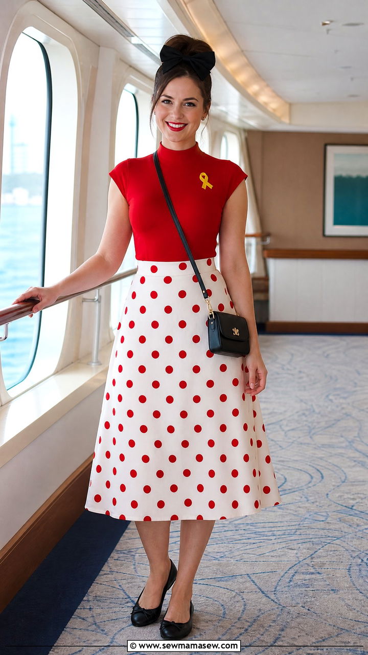 Disneybound Minnie Mouse Outfit with Polka Dot Skirt - 25 Disney cruise outfit ideas 2026