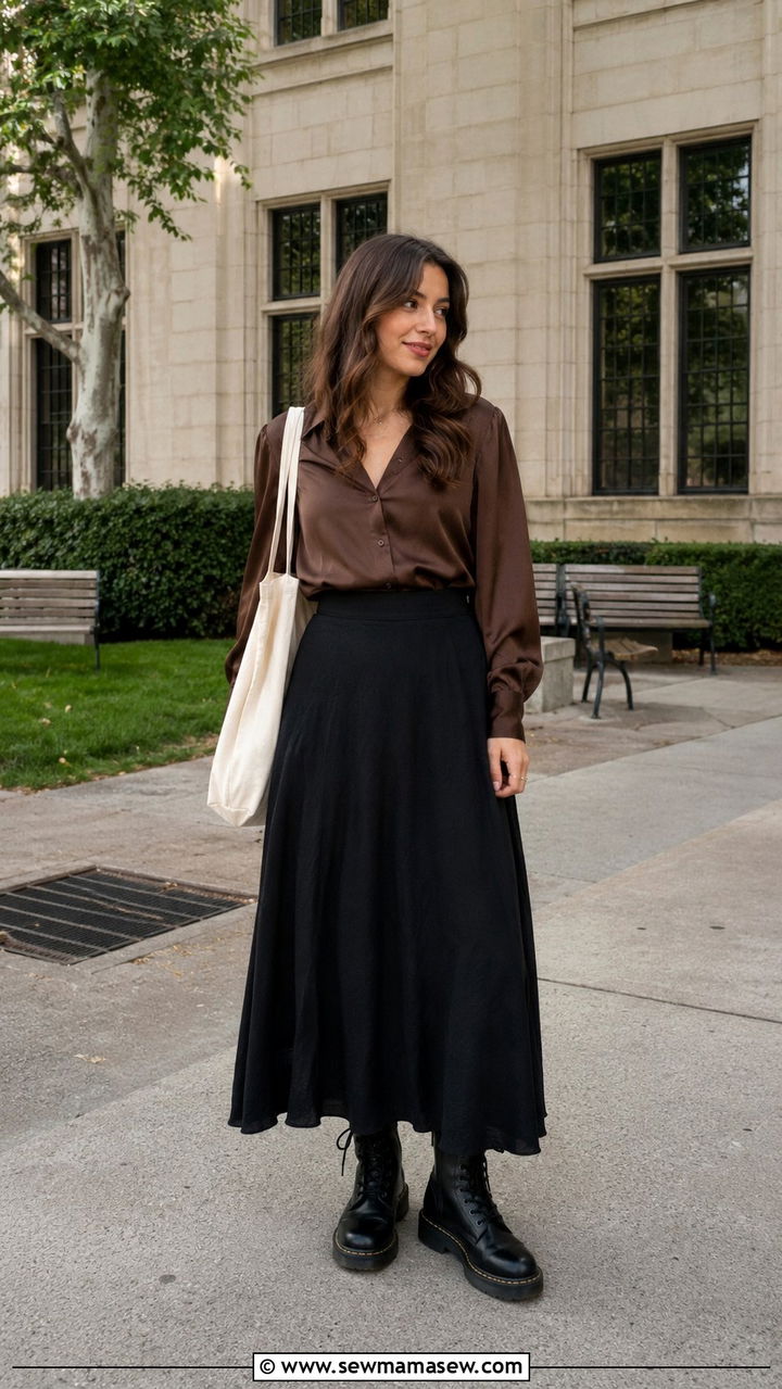 Doc Martens and Black Maxi Skirt Outfit - 25 Researcher outfit ideas
