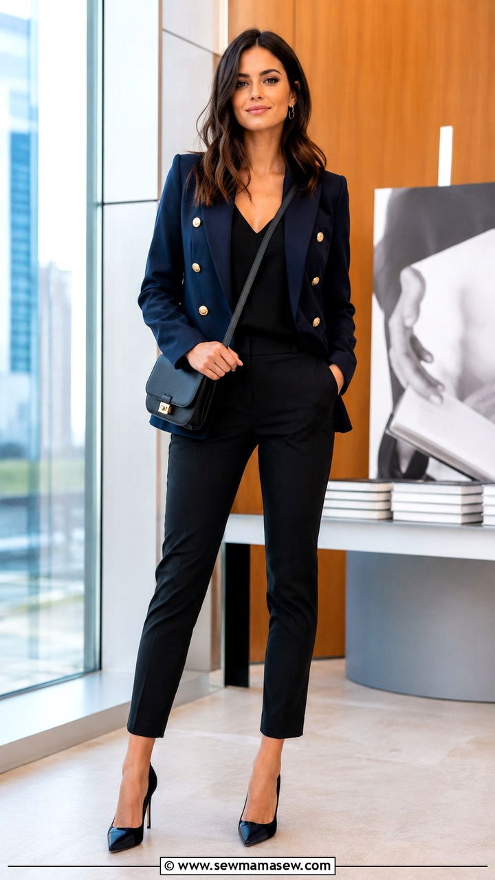 Double Breasted Blazer with Cigarette Trousers Book Launch Outfit - 25 Book launch outfit ideas