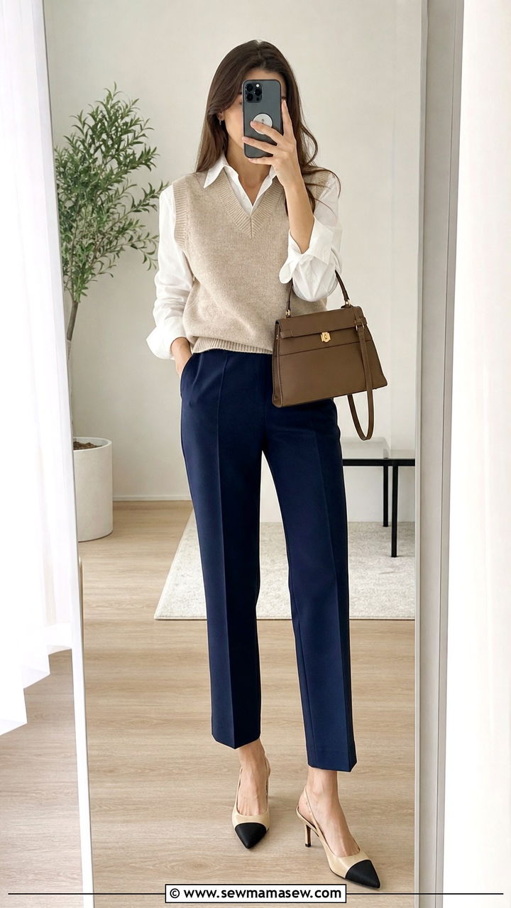 Double Breasted Blazer with Wide Leg Trousers Outfit - 40 spring work outfit ideas