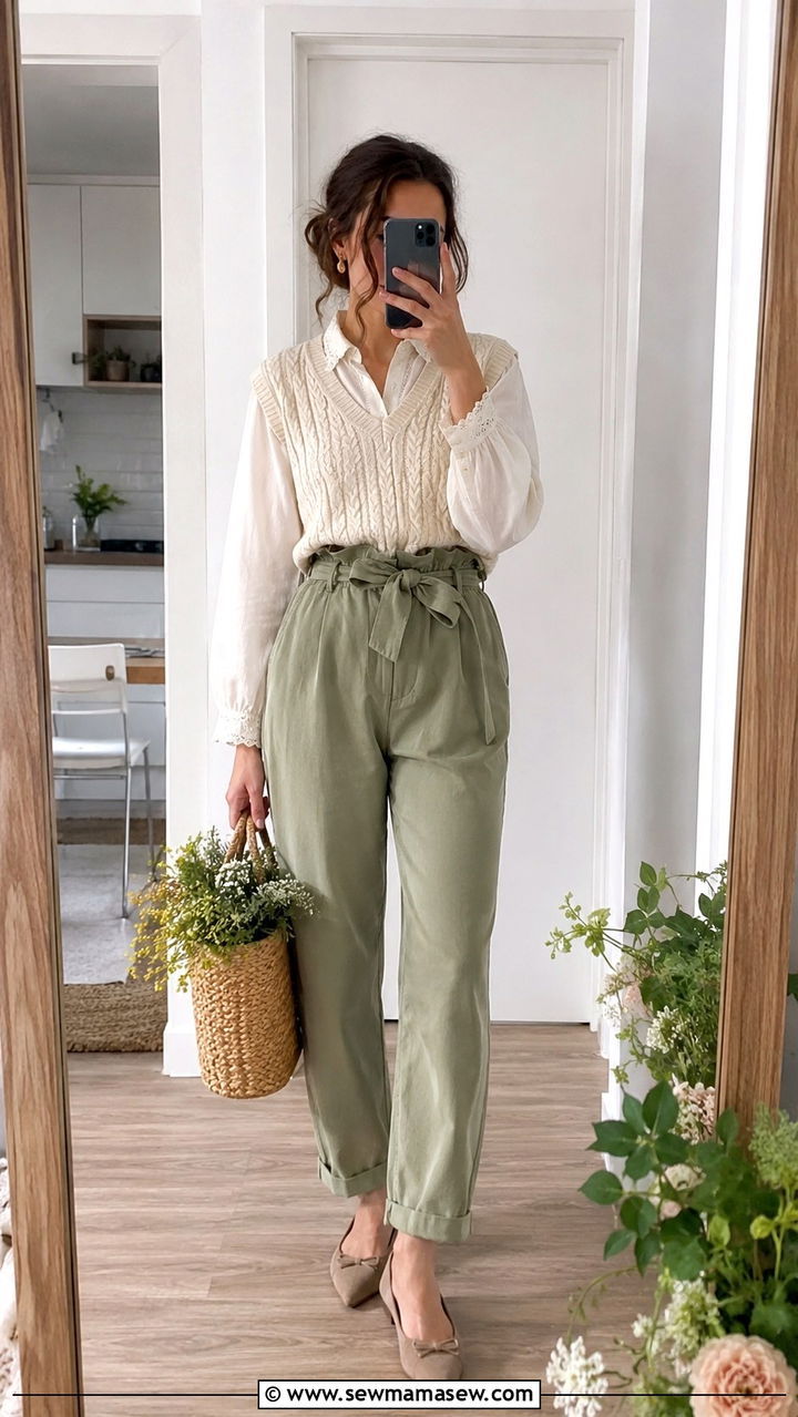 Double Breasted Coat With Silk Scarf and Straight Leg Pants - 20 Poetcore outfit ideas Dead Poets Society vibe