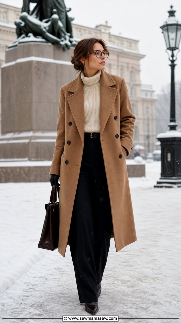 Double Breasted Coat With Trousers - 35 librarian core outfits