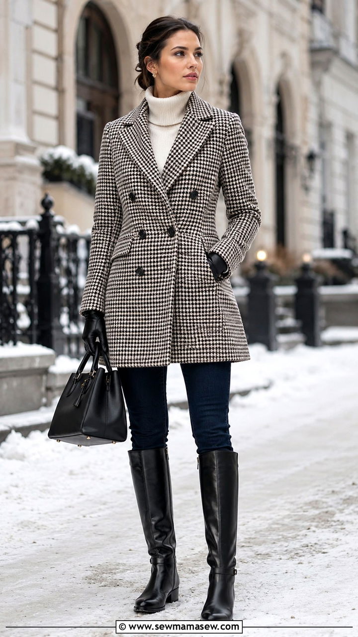 Double Breasted Coat with Riding Boots - 25 Old money outfit ideas with riding boots