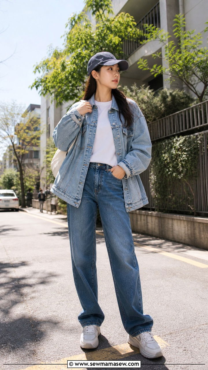 Double Denim Outfit Seoul Street Style - 40 Seoul outfit ideas