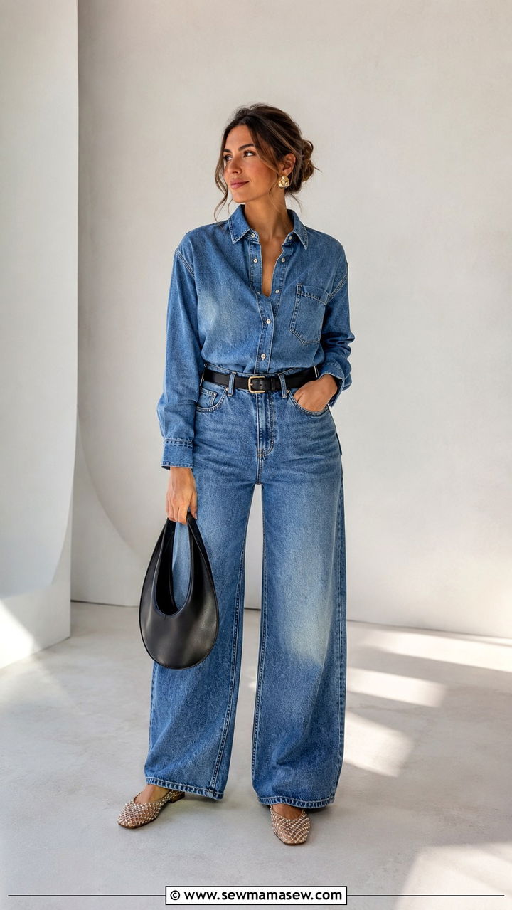 Double Denim With Ballet Flats Outfit - 25 Personal shopper outfit ideas