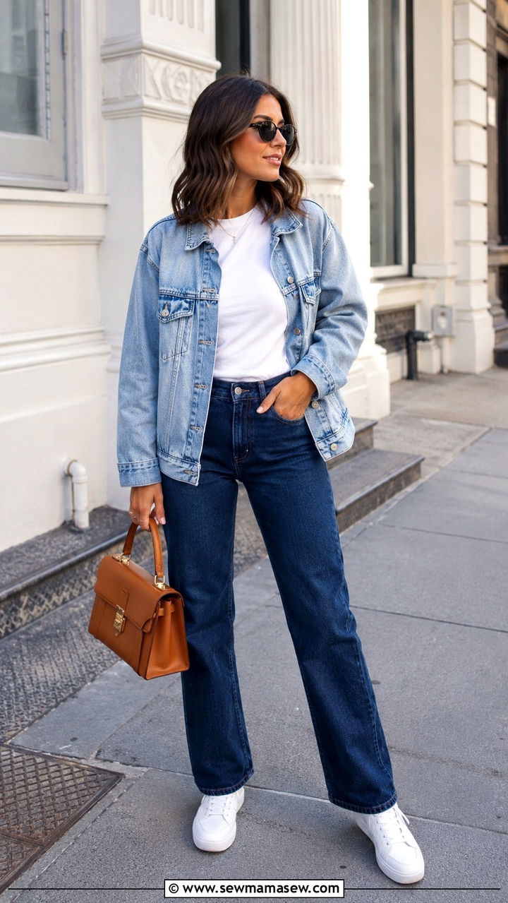 Double Denim With Mismatched Washes - 30 Spring outfits with denim jacket