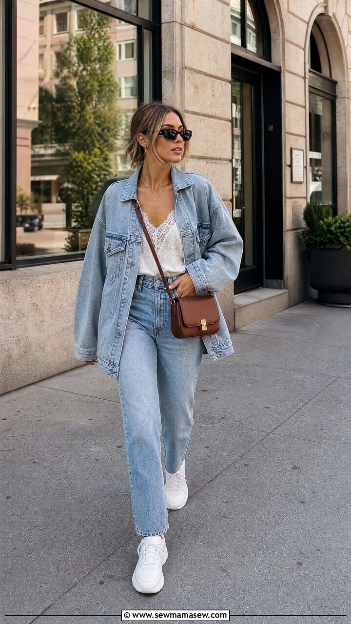 Double Denim With Oversized Jacket - 30 End of summer outfits