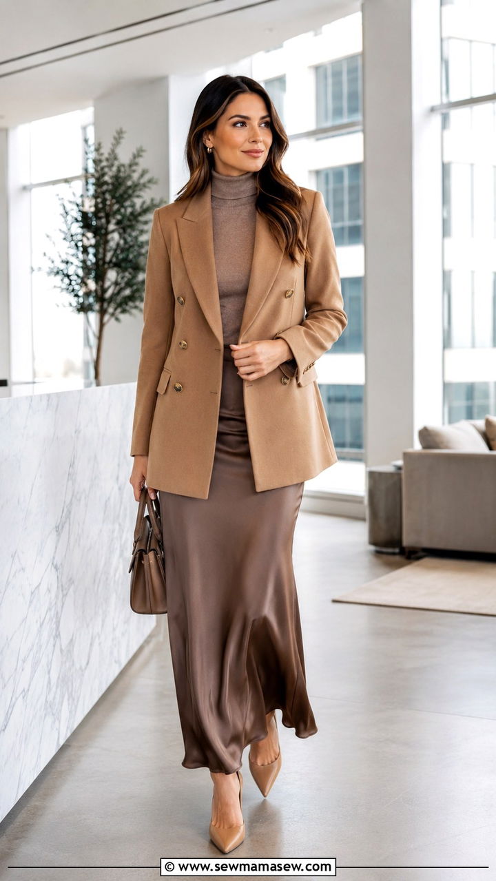 Double breasted blazer and maxi skirt outfit - 30 Maxi skirt outfit ideas with a blazer