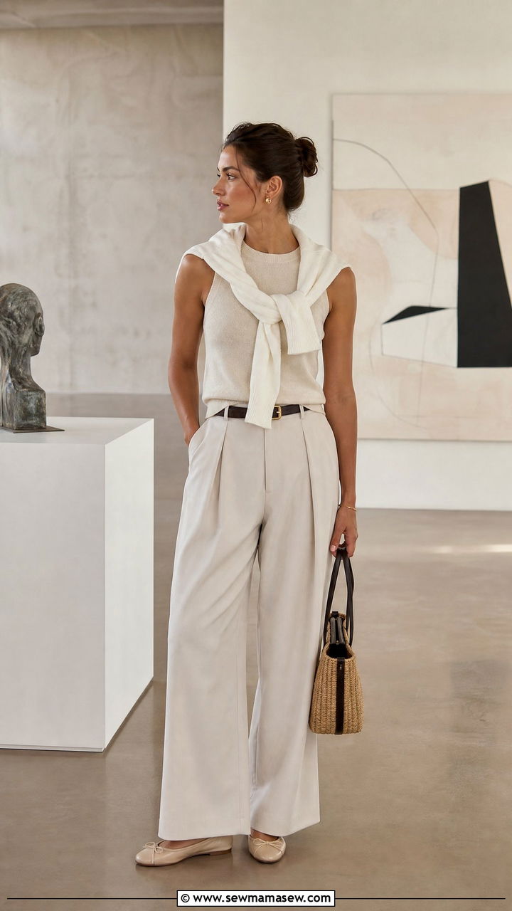 Double sweater look with one tied over the shoulders - 35 How to style a sweater in summer