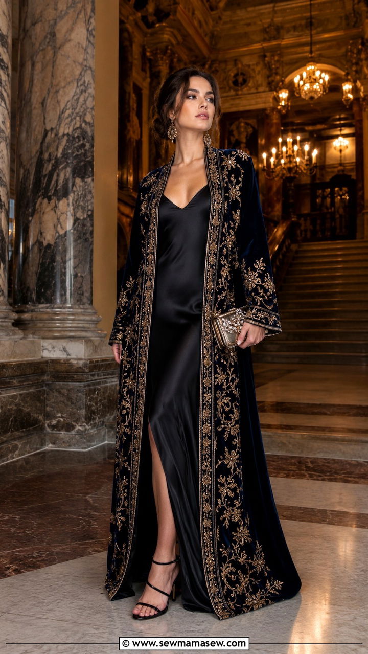 Dramatic Opera Coat Over Simple Slip Dress - 25 Opera aesthetic outfit ideas