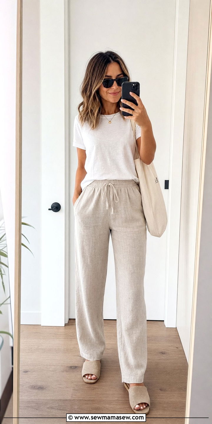 Drawstring Linen Pants Casual Outfit - 35 casual linen pants outfits