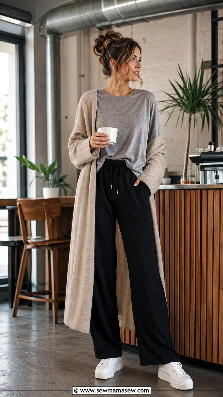 Drawstring Trouser Relaxed Outfit - 30 trouser outfit ideas for women