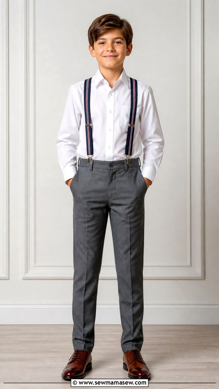Dress Shirt With Suspenders and Trousers - 20 5th grade graduation outfit ideas