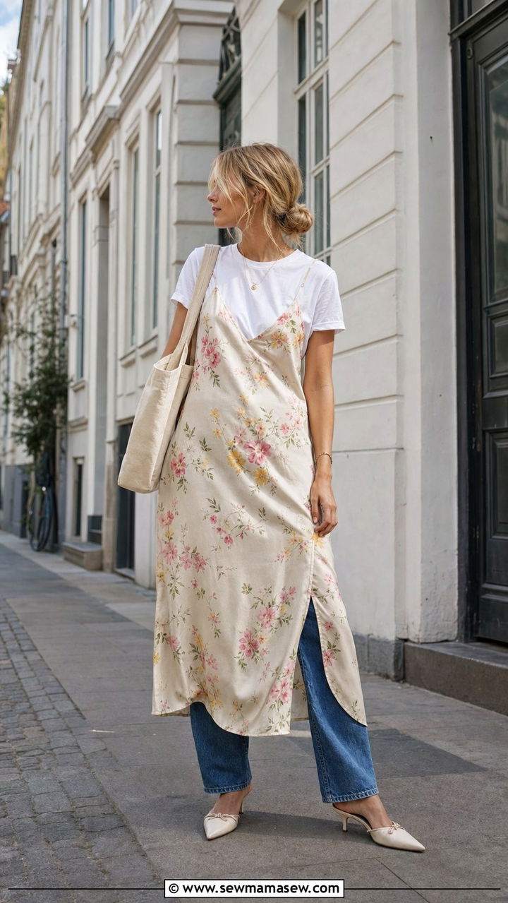 Dress layered over jeans outfit - 25 Copenhagen outfits to copy