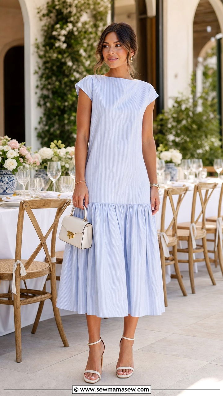 Drop Waist Dress With Ankle Strap Heels - 25 spring outfits 2026 women inspo