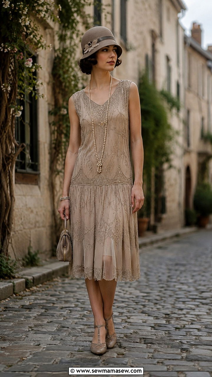 Drop Waist Dress With Cloche Hat - 25 Art deco outfit ideas