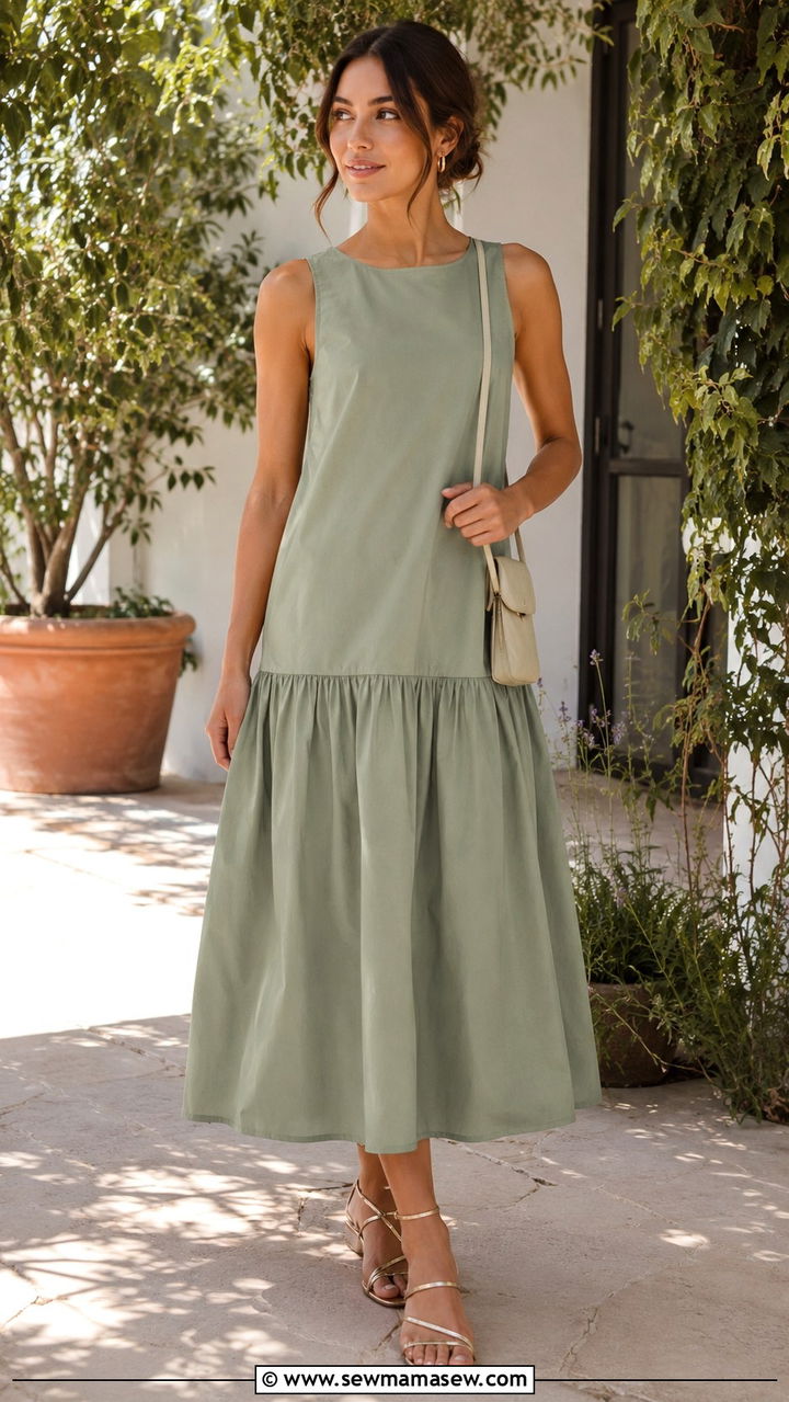 Drop Waist Dress and Strappy Sandals - 25 May outfits for women