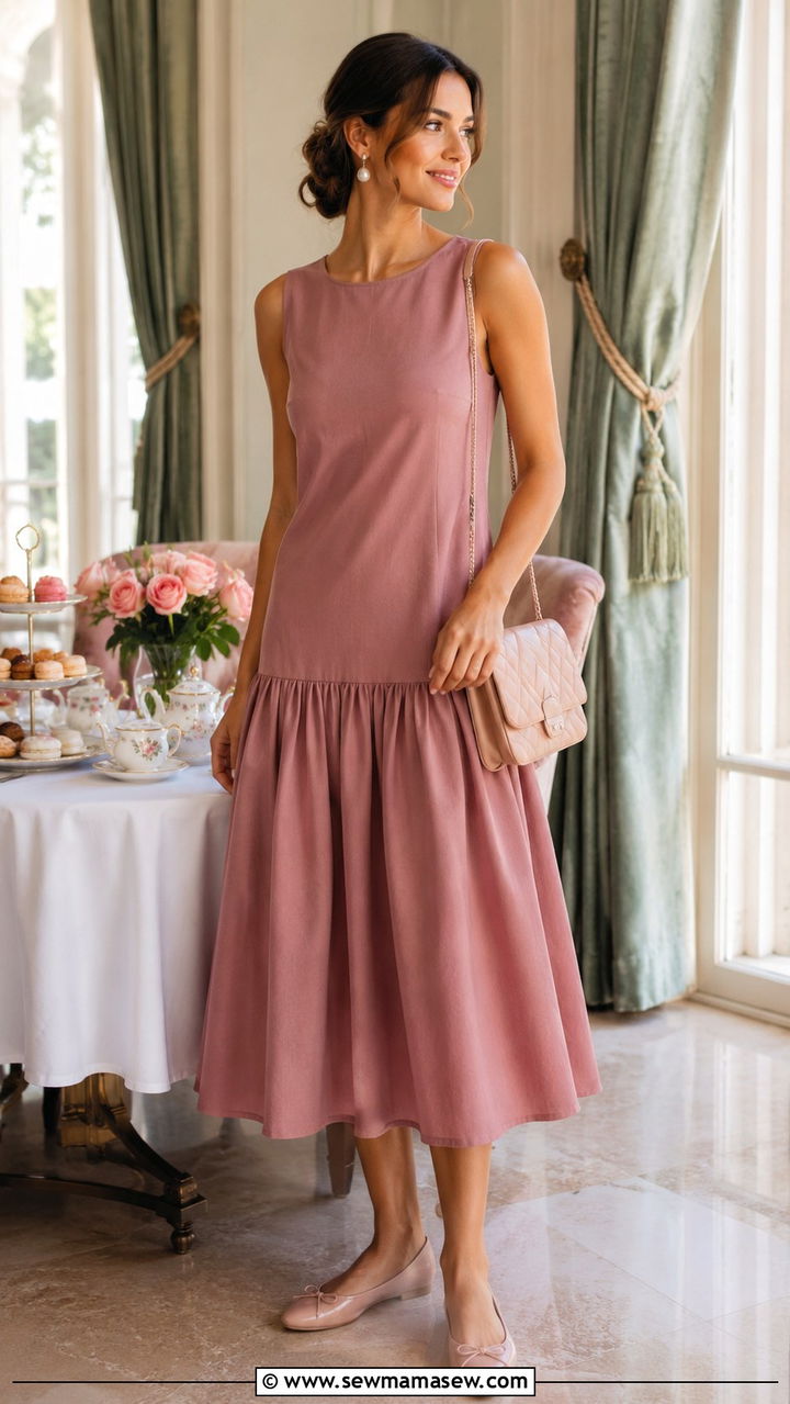 Drop Waist Midi Dress Outfit - 30 June outfit ideas 2026
