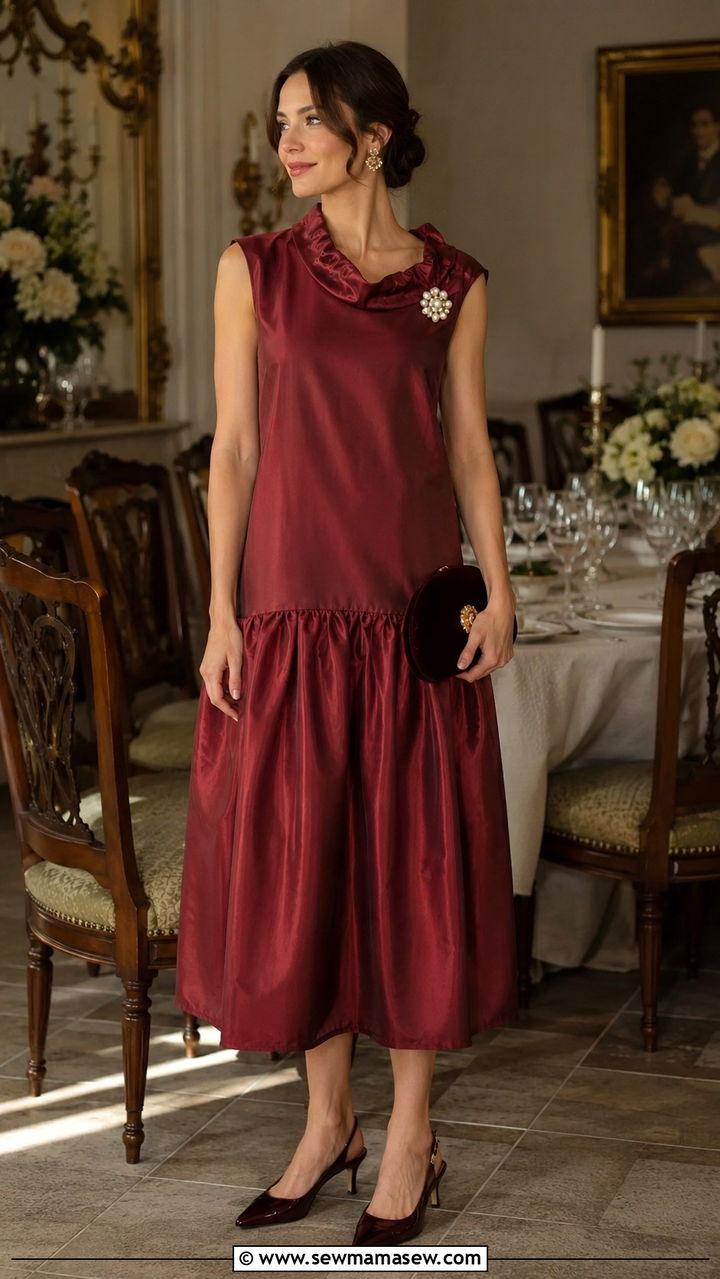 Drop Waist Taffeta Dress With Pearl Brooch And Slingbacks - 25 80s luxury outfit ideas 2026