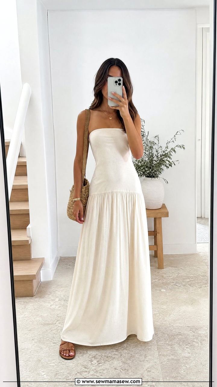 Drop waist maxi dress with flat gladiator sandals - 25 Petite outfit ideas to avoid