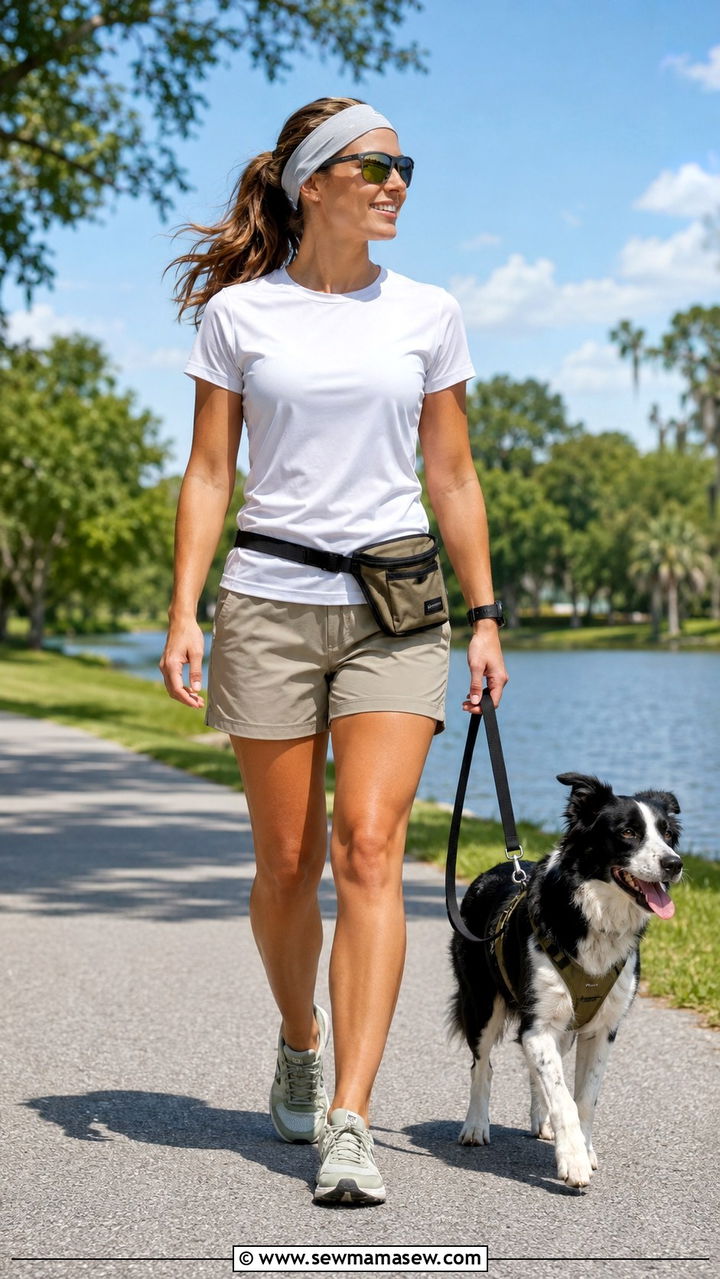 Dry fit tee and woven shorts summer dog training outfit - 30 Dog trainer outfit ideas