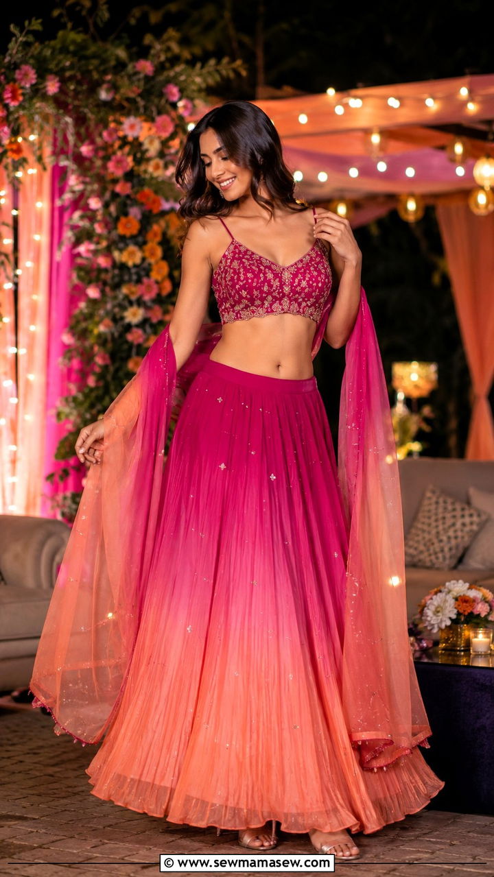 Dual Tone Ombre Lehenga Outfit - 25 Mehndi outfit ideas 2026