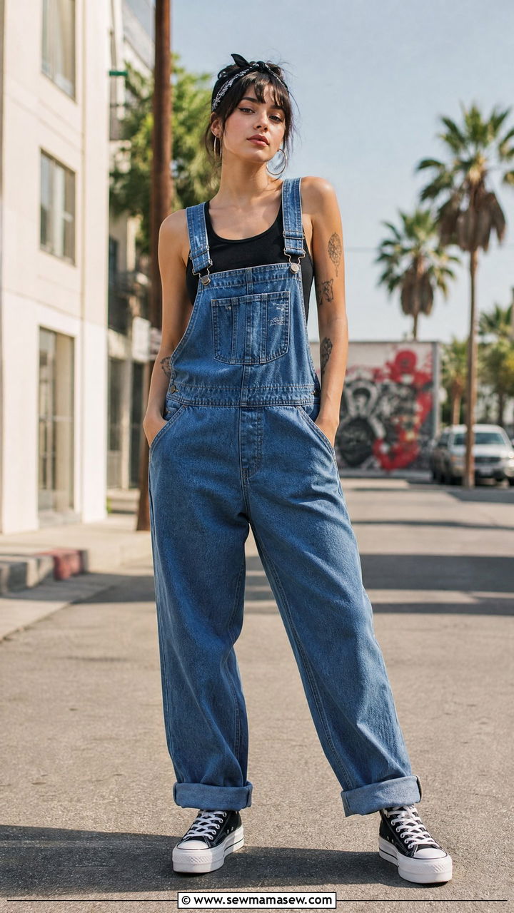 Dungarees With Crop Top And Platform Converse - 35 Billie Eilish concert outfit ideas