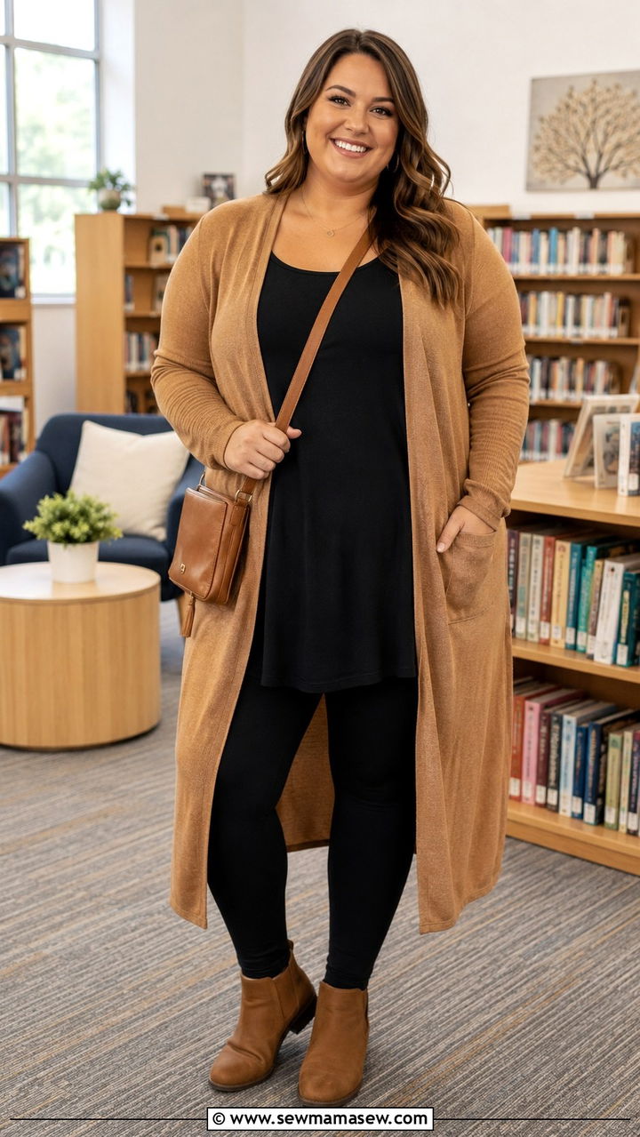 Duster Cardigan with Tunic Teacher Outfit - 30 Teacher outfits plus size