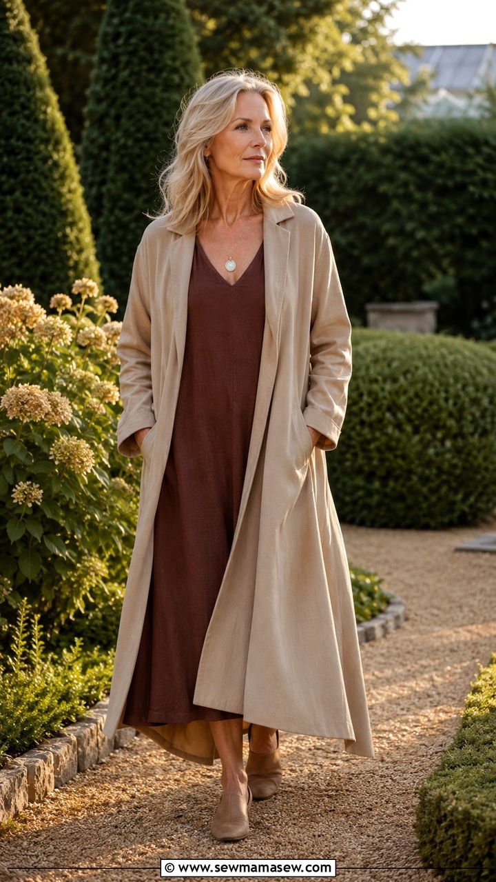 Duster Coat Midi Dress - 30 Cute outfits for women over 50