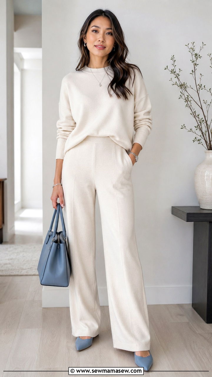 Dusty Blue Accessories With Neutral Outfit - 30 Dusty blue outfit ideas