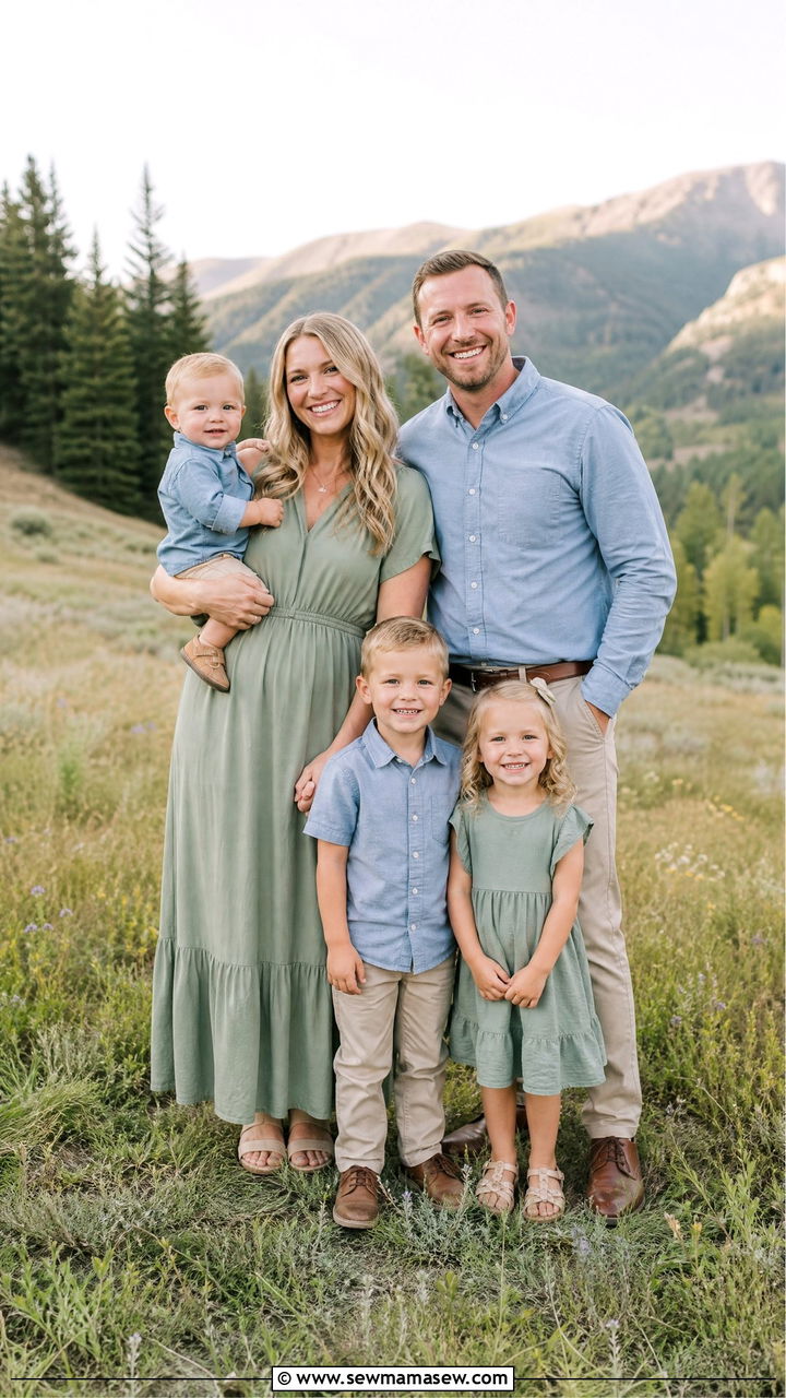 Dusty Blue And Sage Family Photo Outfits - 30 Elegant family photo outfit ideas