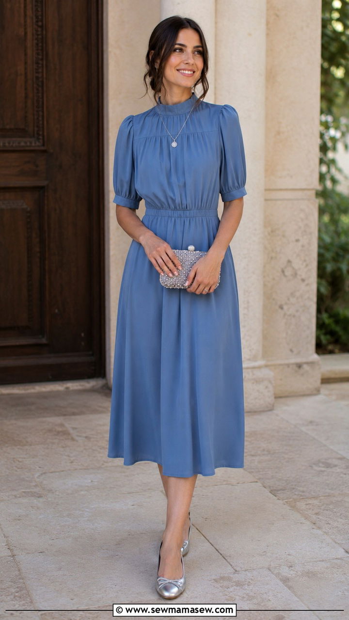 Dusty Blue Dress for Jewish Wedding Guest - 20 Wedding guest outfit ideas Jewish wedding