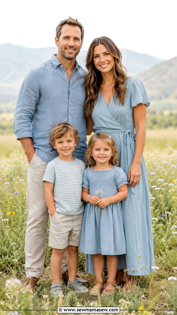 Dusty Blue Family Photo Outfits - 30 classy family photo outfits