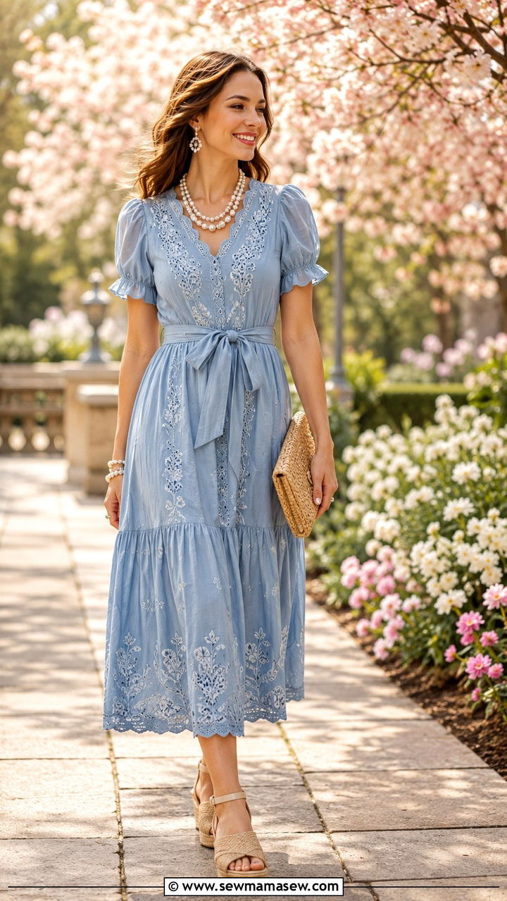 Dusty Blue Spring Brunch Outfit - 30 Dusty blue outfit ideas