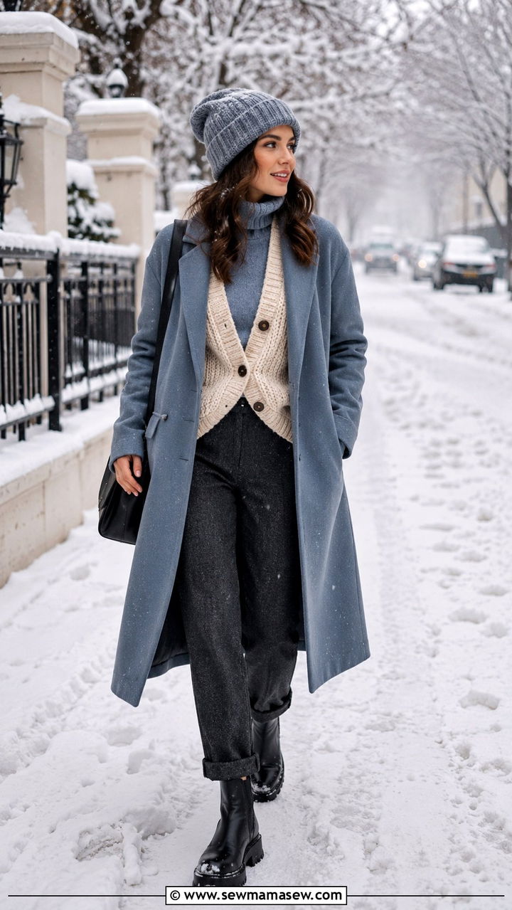 Dusty Blue Winter Layered Outfit - 30 Dusty blue outfit ideas