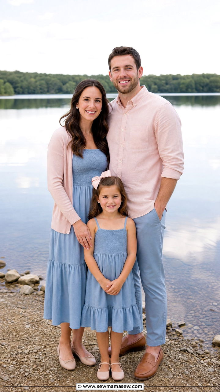 Dusty Blue and Blush Matching Family Outfits - 30 Matching summer family outfits