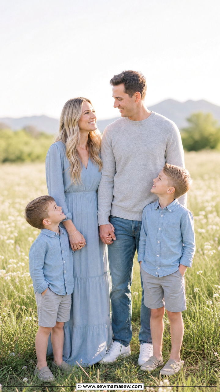 Dusty Blue and Gray Family Photo Outfits - 25 Family spring photo outfit ideas