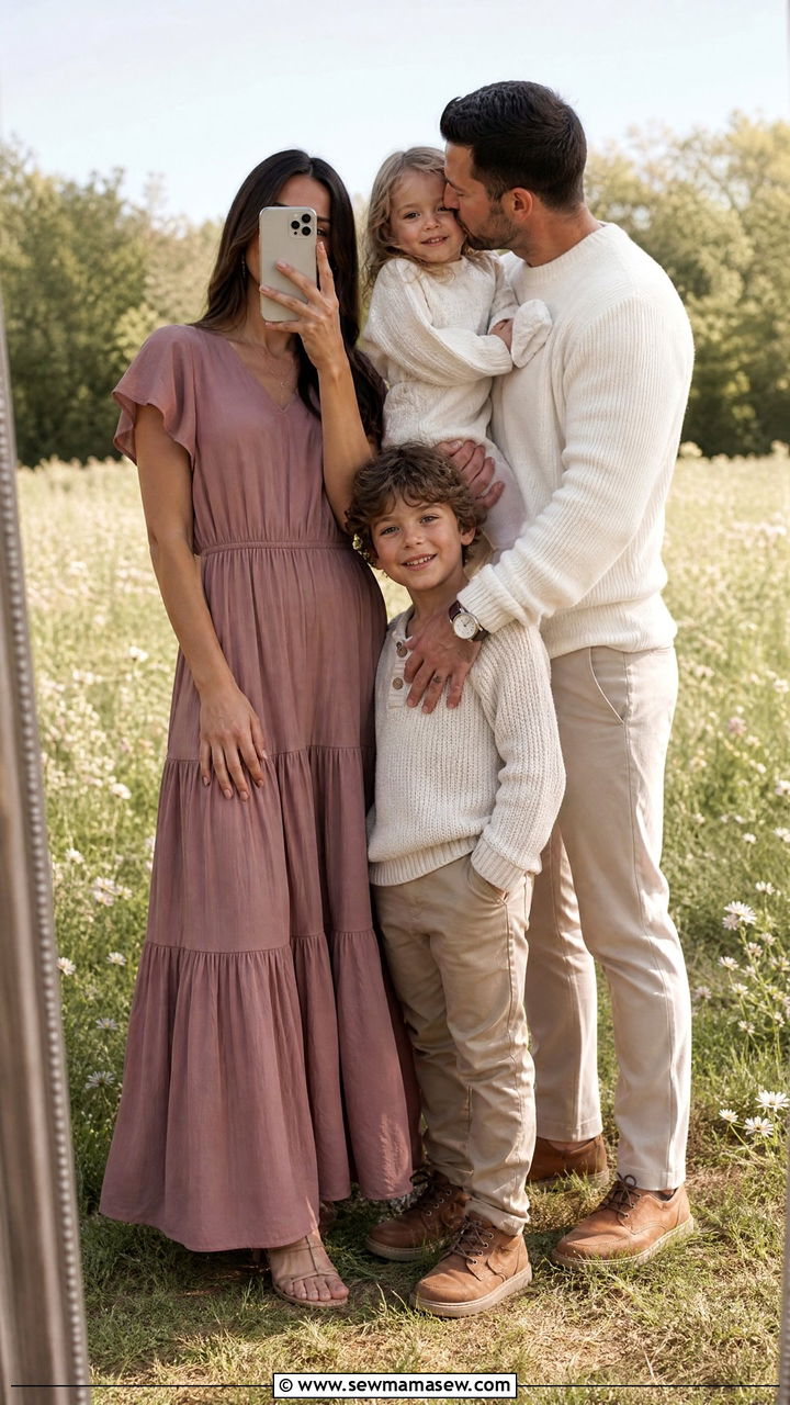 Dusty Mauve Tiered Dresses For Spring Family Sessions - 30 family photo outfits ideas