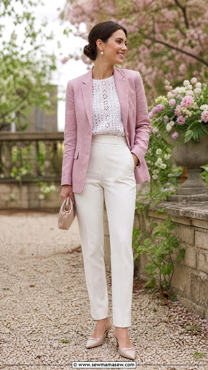 Dusty Pink Linen Blazer Outfit For A Wedding - 30 Linen blazer outfit ideas for a wedding