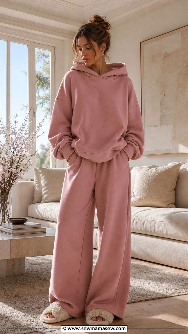 Dusty Pink Oversized Sweatsuit Outfit - 20 Pink loungewear set outfit ideas