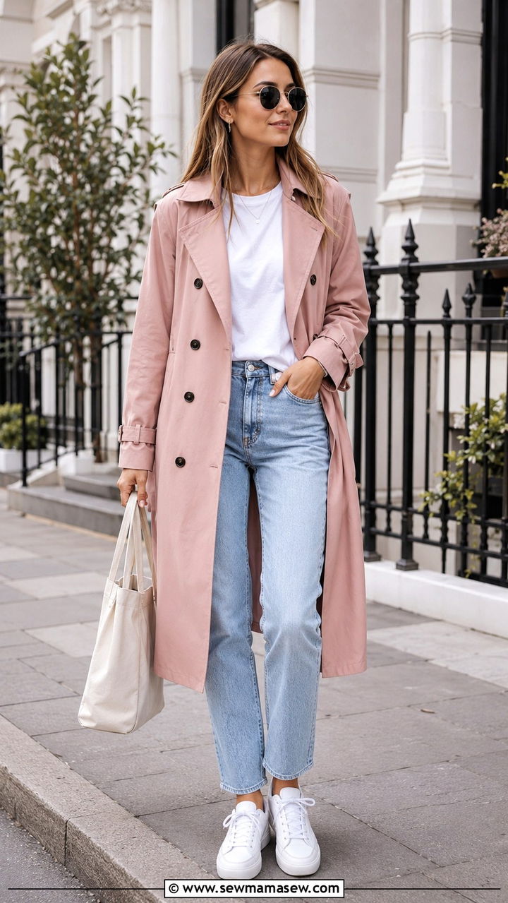 Dusty Pink Trench Coat Outfit - 30 Dusty pink outfit ideas