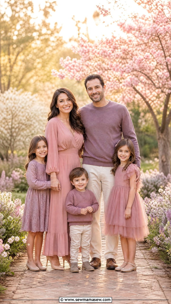 Dusty Rose And Mauve Family Photo Outfits - 30 Elegant family photo outfit ideas