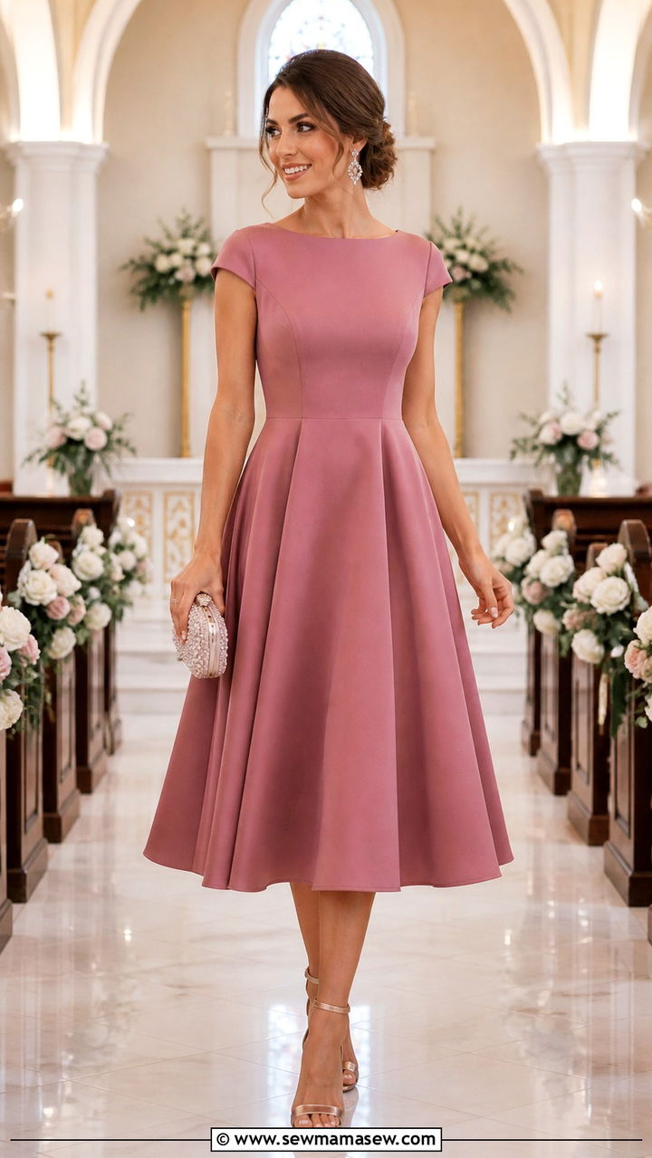 Dusty Rose Fit And Flare Dress Wedding Guest - 40 classy wedding guest outfit ideas
