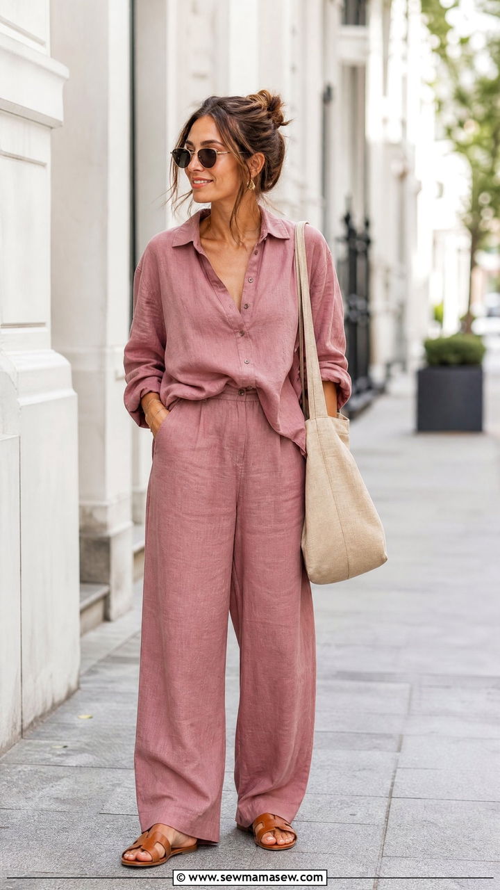 Dusty Rose Linen Co Ord Set - 30 Summer pink outfit ideas