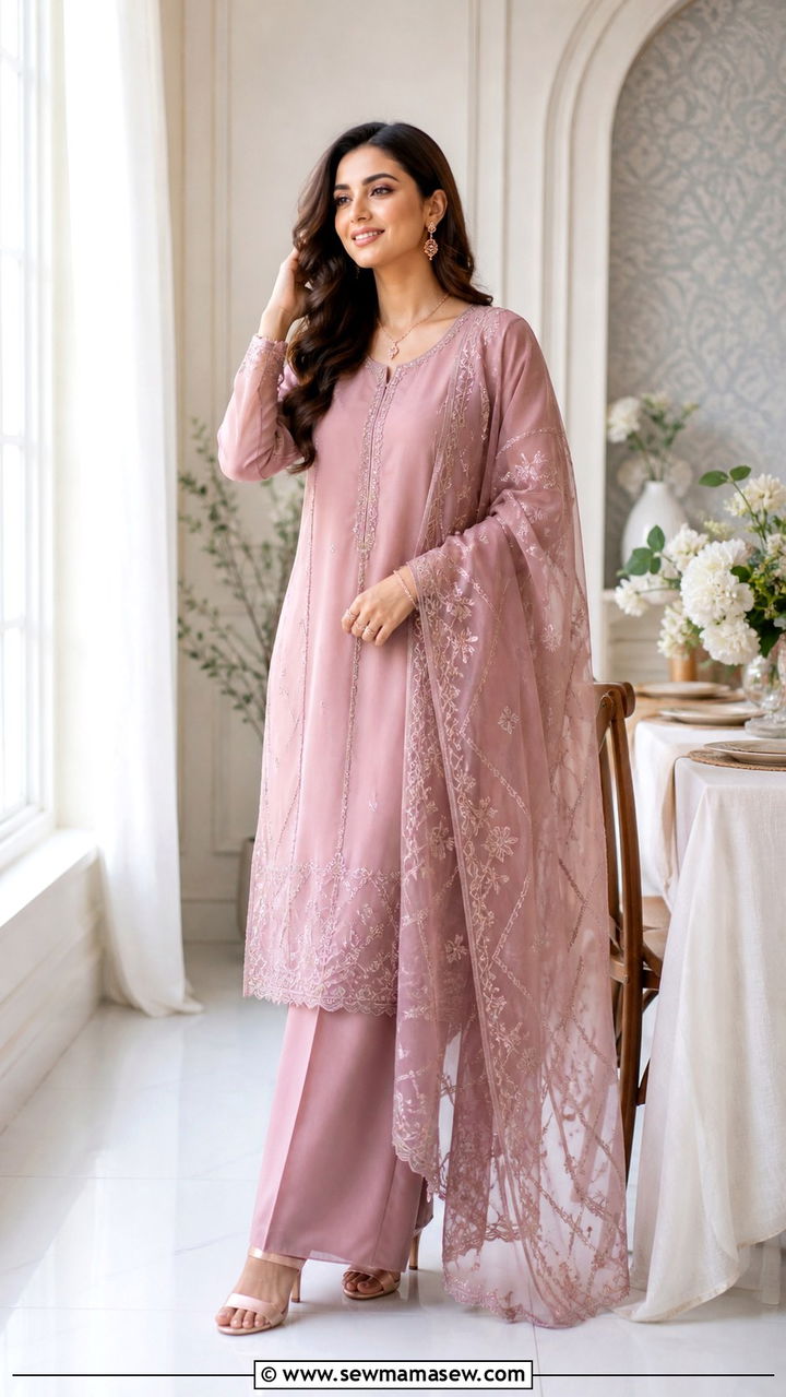 Dusty Rose Two Piece Modest Dress Set - 40 Eid outfit ideas for women