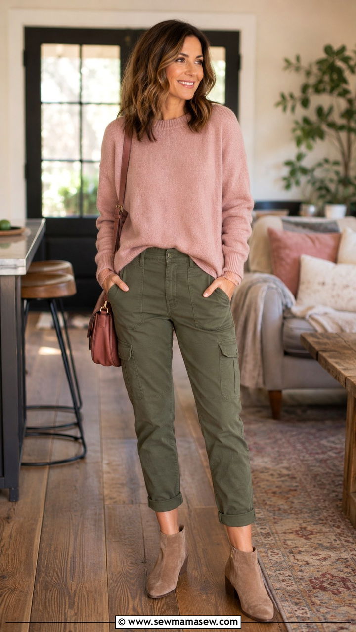 Dusty Rose and Olive Green Outfit - 20 spring unexpected color pairing outfit ideas