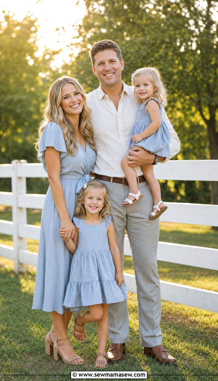 Dusty blue and cream family reunion outfit - 25 Family reunion outfit ideas matching