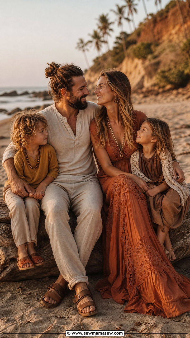 Earth Tone Boho Family Beach Outfit - 30 Family beach photo outfit ideas