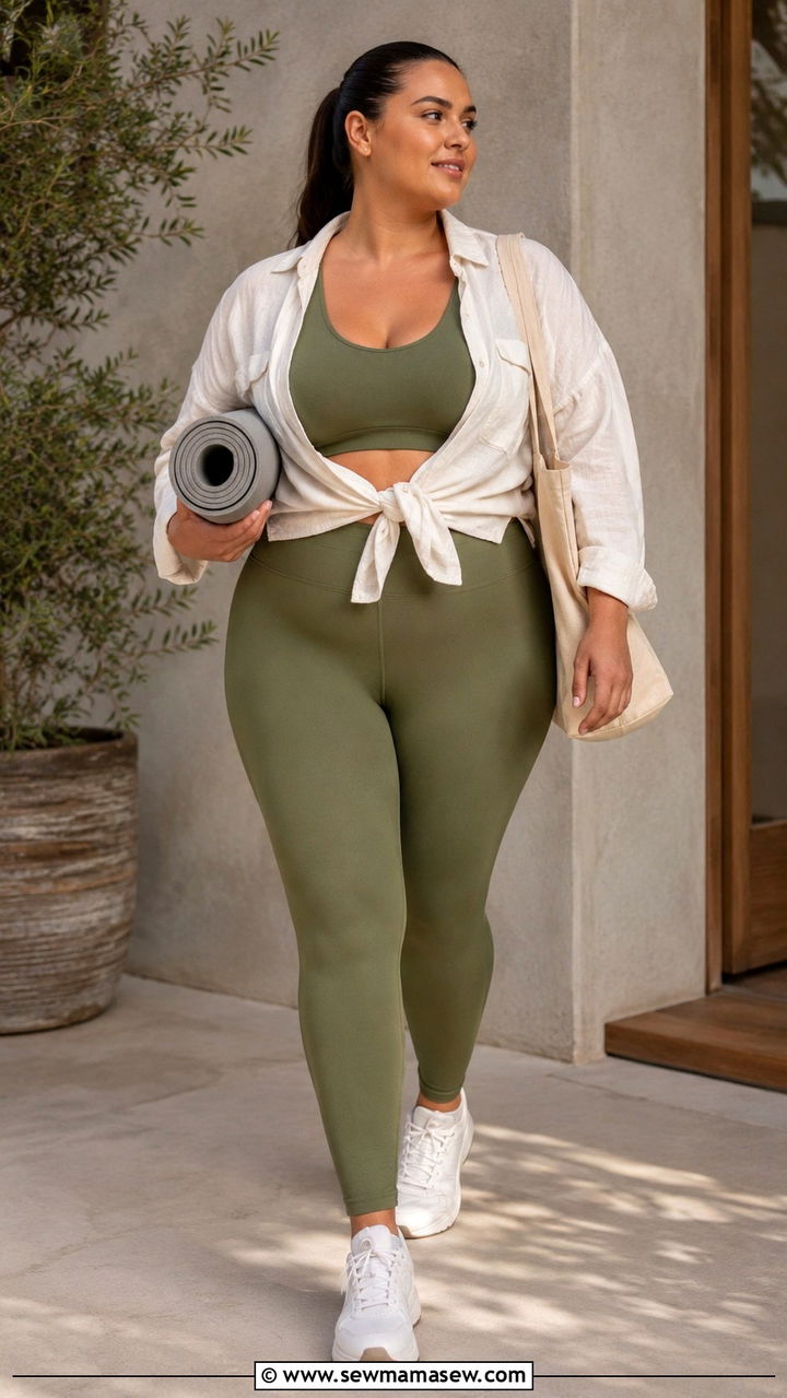 Earth Tone Matching Pilates Set - 30 Pilates outfit ideas plus size
